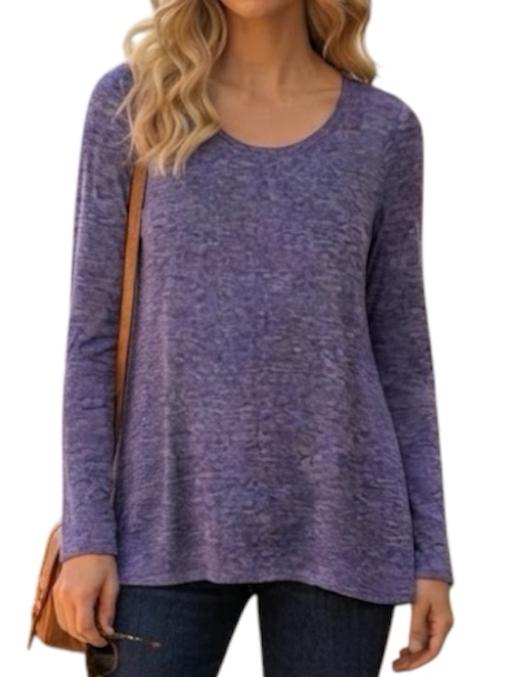 JONES NEW YORK Long Sleeve Knit Scoop Neck Top Purple M